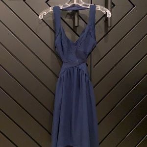 Tobi Navy Blue Satin Halter Dress
